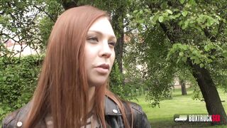 Stunning brunette Ornella Morgan offers her pussy for quick cash
