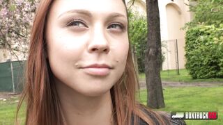 Stunning brunette Ornella Morgan offers her pussy for quick cash